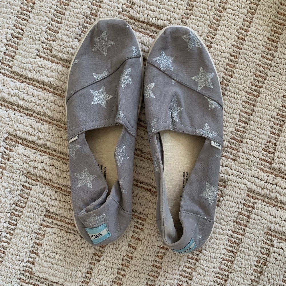 Toms Silver Star Slip ons